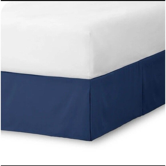 Bare Home Ultra Soft Premium Microfiber Bed Skirt Queen Dark Blue Navy Blue New - Picture 12 of 13